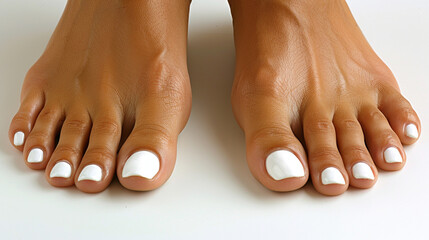 Beautiful pedicure on hand nails in a beauty salon