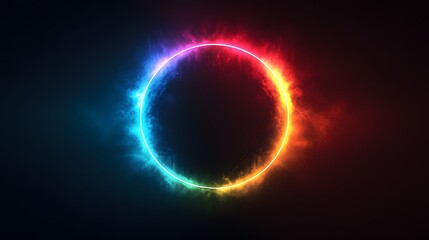 Obraz premium Futuristic abstract 3D holographic shape with fluid iridescent colors and glowing effects, creating a dynamic visual experience against a black background