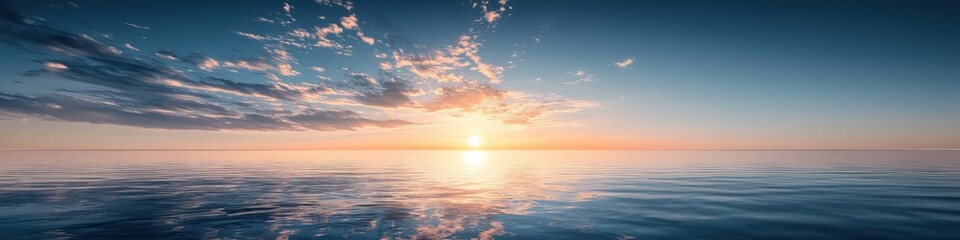 Fototapeta premium A tranquil sunrise over a calm sea, reflecting the beauty nature and peacefulness,