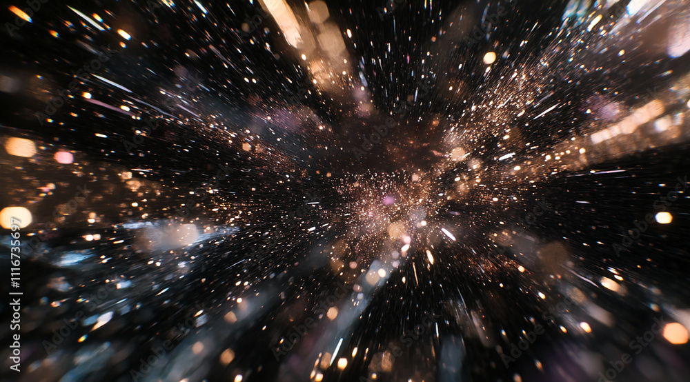 Poster Vibrant explosion of light and energy simulating a dynamic journey through space and time
