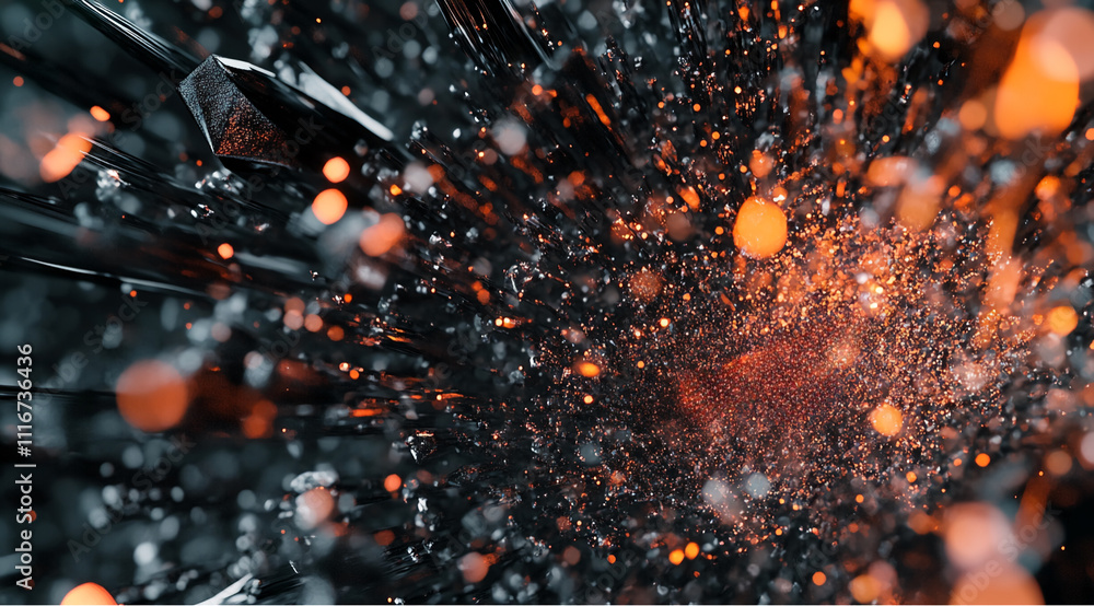 Poster Dynamic burst of energy captures vibrant explosion of colors and textures in a striking visual display