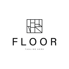 Floor Logo Design for Home Ceramic Decoration with Minimalist Abstract Shapes, Vector Templet Illustration