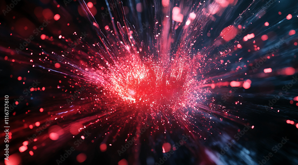 Poster colorful light bursts create an impressive display of energy and movement in a dark environment