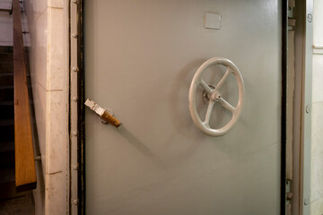 Iron door to the bunker. Closed door to the bank safe.