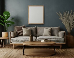 Simple Living Room Interior with a Cozy Sofa and Modern Coffee Table Design