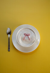 white capocino mug with spoon and bow