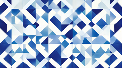 Fototapeta premium Abstract blue and white geometric mosaic pattern with sharp angular shapes and modern design