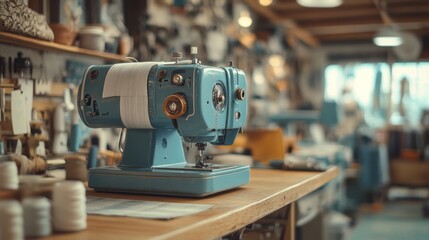 Fototapeta premium Vintage Sewing Machine in Workshop