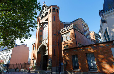 Saint-Jean de Montmartre is a Roman Catholic church. The church is built of reinforced concrete. Paris. France.