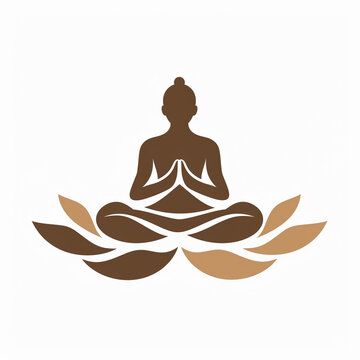 Yoga logo icon, girl doing yoga on empty white background