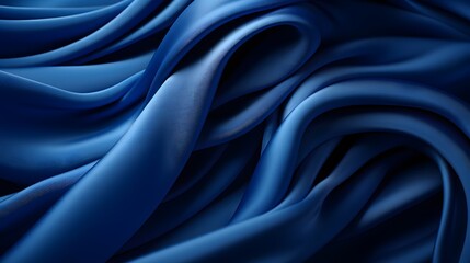 Obraz premium Luxurious flowing blue fabric creating an elegant and smooth texture with soft curves and seamless folds.