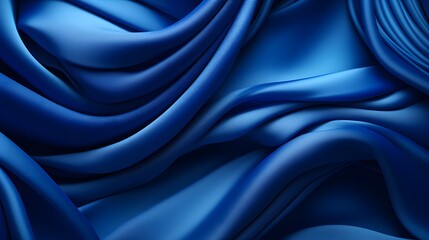 Luxurious flowing blue fabric creating an elegant and smooth texture with soft curves and seamless folds.