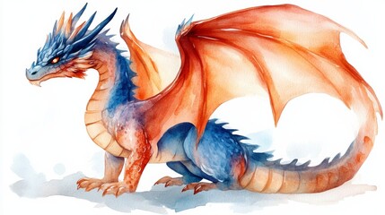 Fototapeta premium Watercolor Dragon Illustration