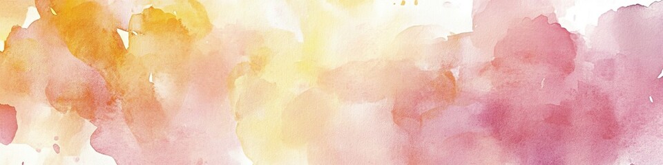 Fototapeta premium Soft watercolor wash banner in pink and yellow hues