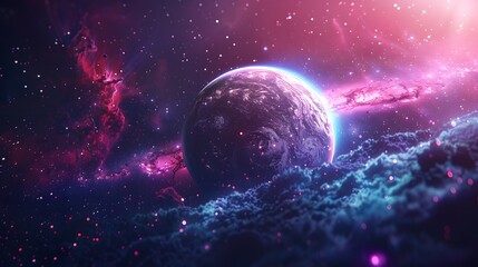 Obraz premium A stunning sunset casts warm hues of pink, purple, and orange over the clouds and water, creating a surreal and dreamlike landscape.