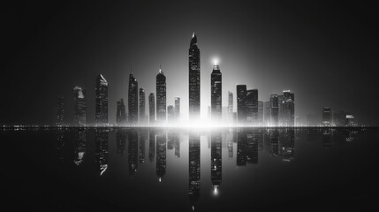 Obraz premium Futuristic Cityscape Silhouette