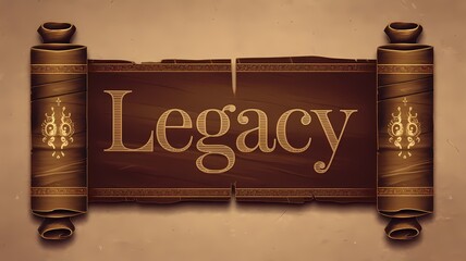Typography with antique scroll patterns reading "Legacy."