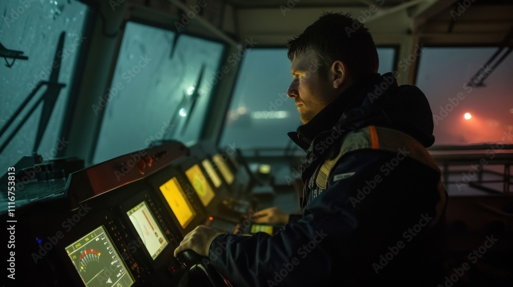 Aufkleber from starry nights to foggy mornings the second officer remains vigilant in monitoring the ships nav