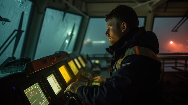 From starry nights to foggy mornings the Second Officer remains vigilant in monitoring the ships navigation systems and adjusting course as needed.