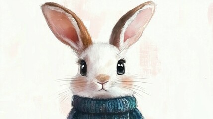 Obraz premium Charming Illustration of Bunny in Sweater