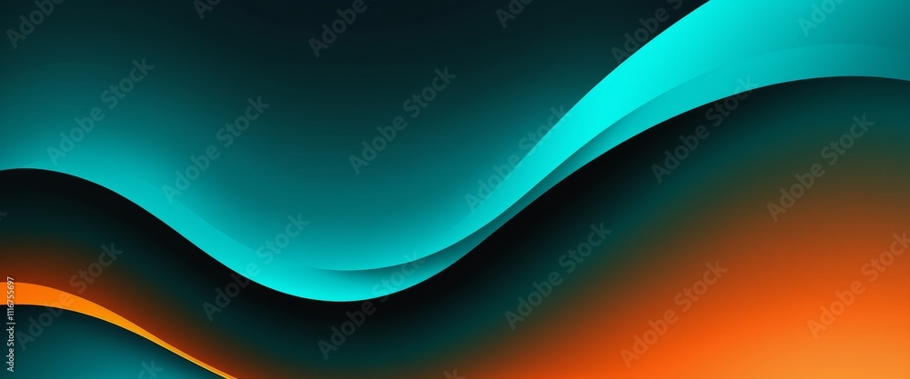 Poster vibrant abstract waves with gradient colorful flow and dynamic curves