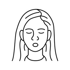 relief woman expression line icon vector. relief woman expression sign. isolated contour symbol black illustration