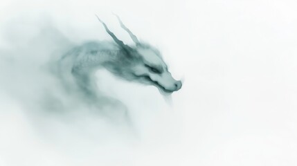 Fototapeta premium Traditional chinese dragon emerging from misty mountain landscape
