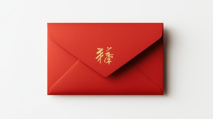 Fototapeta premium Traditional red envelope with chinese calligraphy for lunar new year celebrations