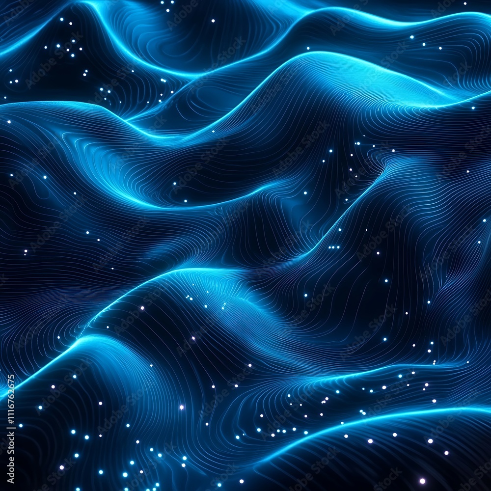 Poster bold bright future abstract blue wave pattern with smooth flow image