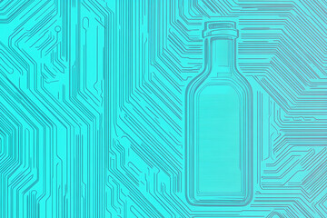 Futuristic vector illustration of a aqua circuit board with intricate digital tech elements, perfect for advanced technology backgrounds.