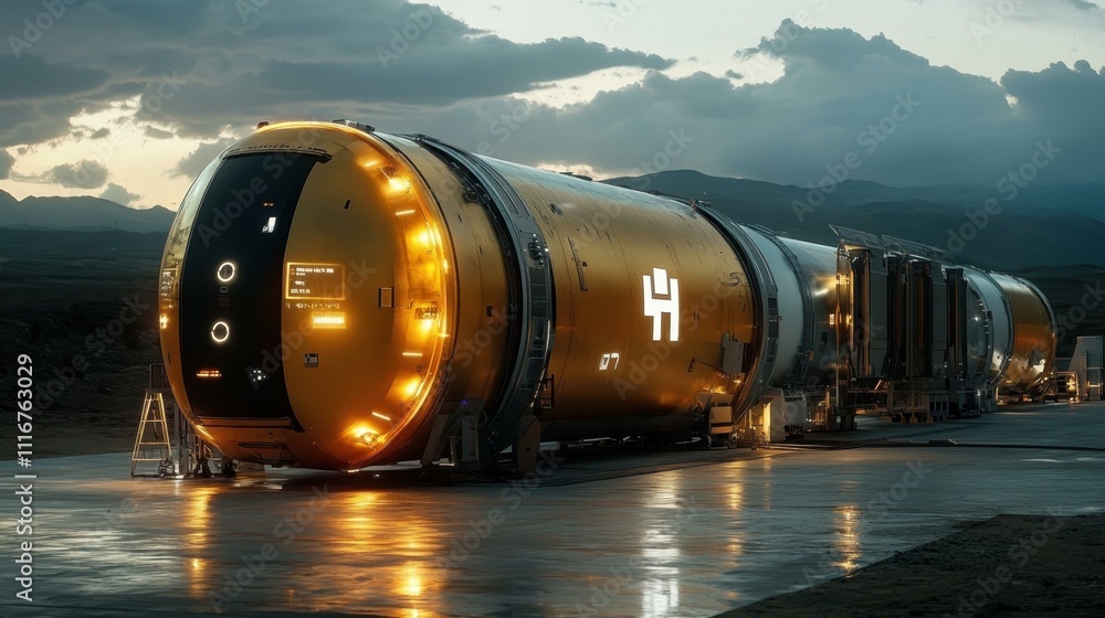Poster futuristic transportation hyperloop networks one main object high quality very detailed professional