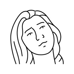hesitation woman expression line icon vector. hesitation woman expression sign. isolated contour symbol black illustration