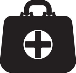 The illustration of an icon featuring a medical bag