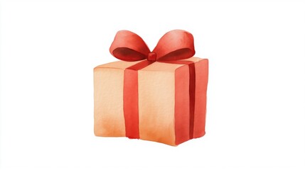 Beautifully wrapped red gift box painting for birthday or holiday celebrations