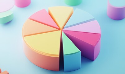 Obraz premium A 3D pie chart showing various cost rates and score distributions