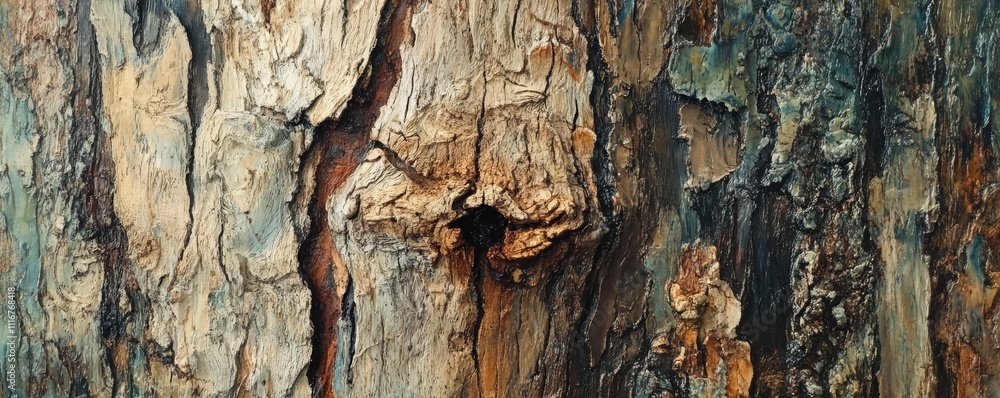 Aufkleber close-up of textured tree bark with natural patterns and rustic colors