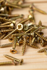 yellow metal self-tapping screws for fixing wooden boards and other wood products