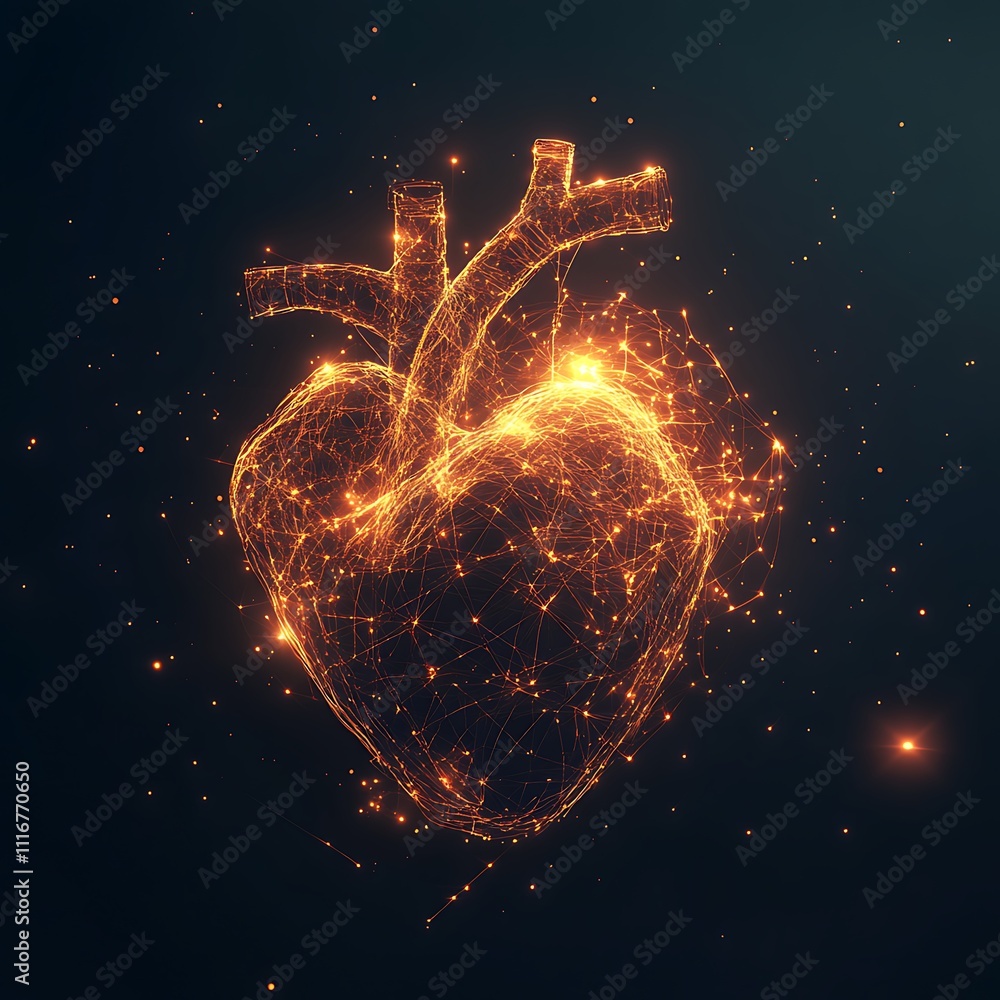 Aufkleber dark setting with glowing 3d lines forming heart shape image