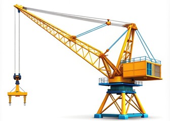 Jib crane silhouette designed for aerial photography clipart, suitable for construction, industrial, and engineering projects, showcased on a white background for versatile applications.