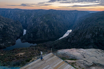 Amazing natural landscape with a panoramic view of the Douro River at sunset. Fraga do Puio...