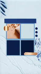 Obraz premium A trendy social media layout for lifestyle bloggers, featuring soft pink and beige tones, elegant cursive fonts, and photo placeholders with subtle drop shadows