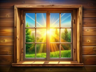 Rustic window featuring soft morning sun rays, perfect for vintage home decor and natural light inspiration, creating a serene and inviting atmosphere.