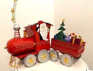 santa claus with the train