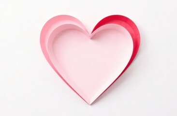 Fototapeta premium Continuous line heart shape border with realistic paper heart on white background for valentines, women, mother day greeting invitation graphic design
