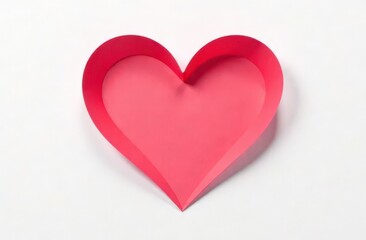 Fototapeta premium Continuous line heart shape border with realistic paper heart on white background for valentines