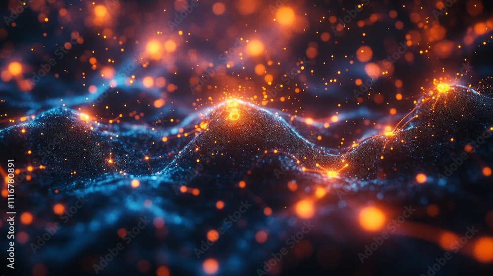 Aufkleber An enchanting view captures a close-up of luminous particles floating above a textured surface