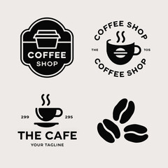 coffee cup logo for cafe shop label sign with coffee icon illustration design