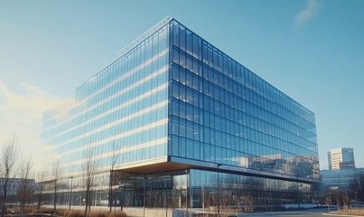 Crystal architecture, Glass facade building. Modern office building detail.