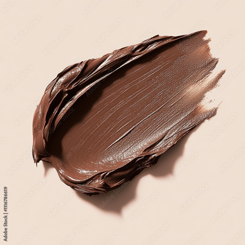 Poster rich brown cream artfully smeared on a smooth surface creating texture in design