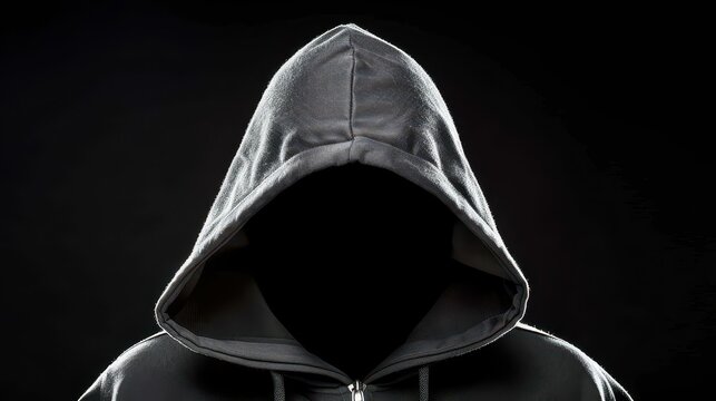 A mysterious figure cloaked in shadows, this hooded man exudes an aura of intrigue and secrecy against a dark backdrop.